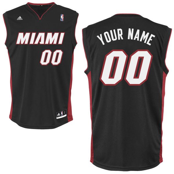 Adidas Miami Heat Youth Custom Replica Road Black NBA Jersey->->Custom Jersey